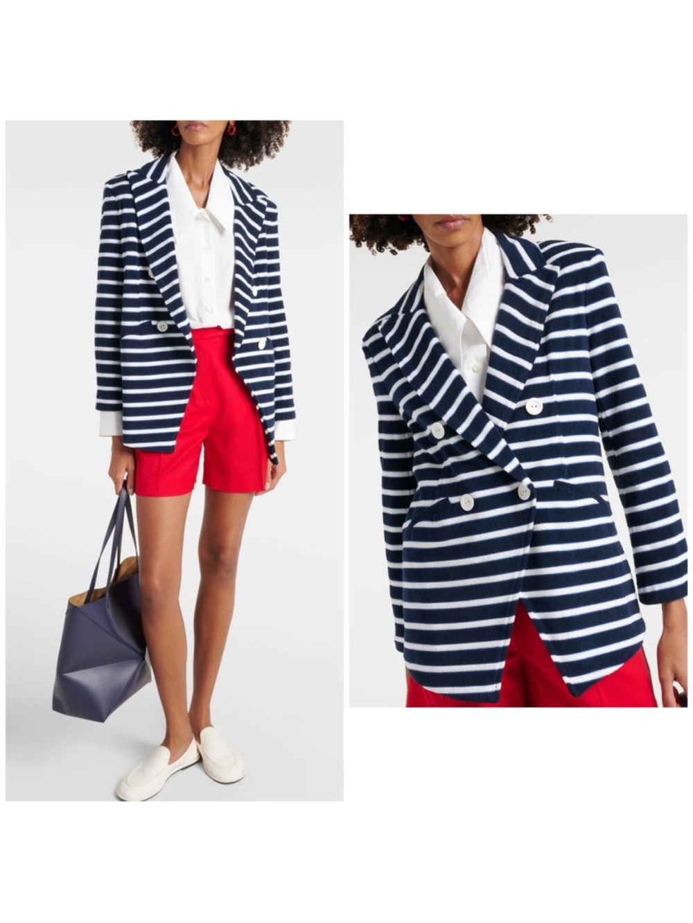 Veronica Beard Ortiz Terry Cloth Striped Blazer- size XL